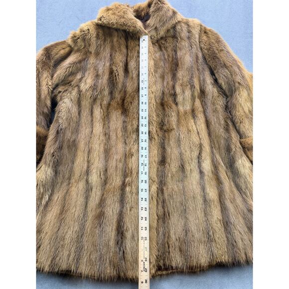 Kerrybrooke Faux Fur Coat Vintage 1950s Brown Made in USA WM L/XL 3/4 Length - Picture 7 of 10